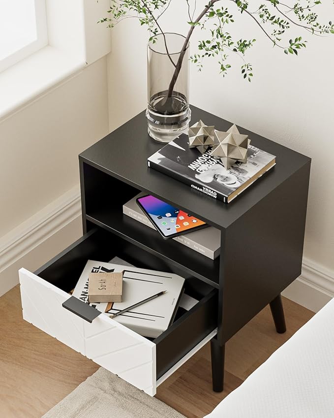 Nightstand, Bedside Table with Gold Frame, Modern Bedside Furniture, End Table - Image 4