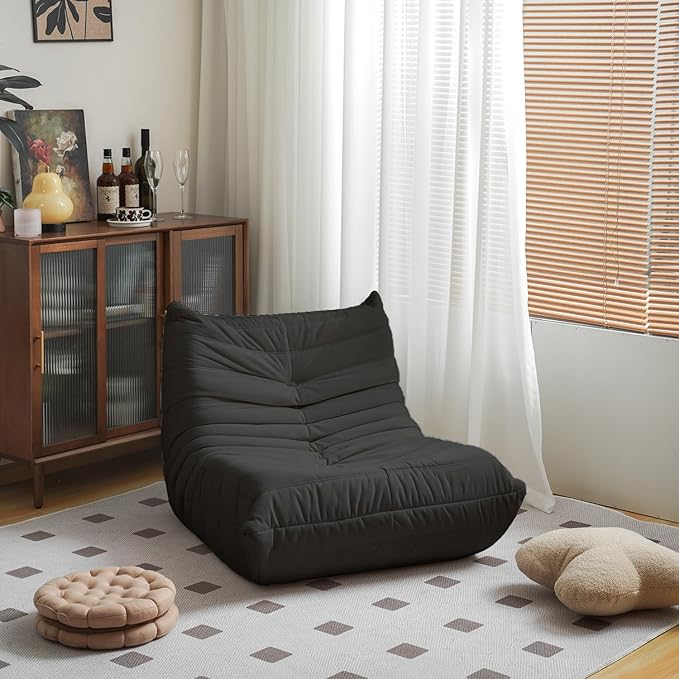 N&V Fireside Chair, Mid Century Armless Floor Sofa, Soft Premium Microfiber by NV
