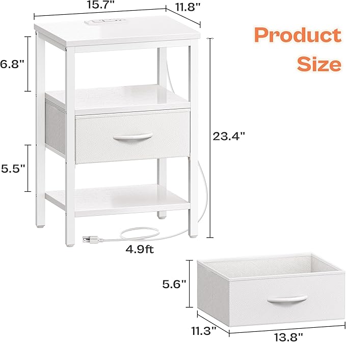 SUPERJARE Nightstand Set of 2, Bed Side Tables - Image 8