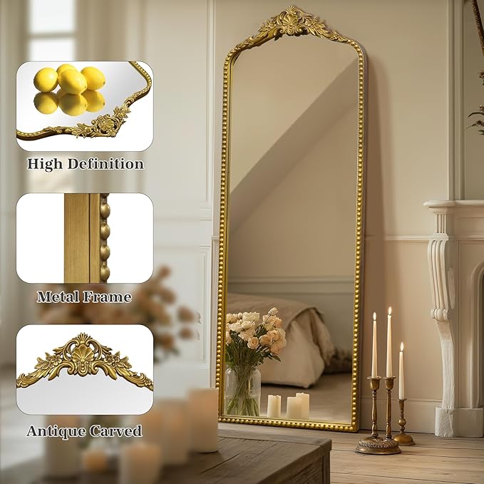 G-LEAF Vintage Baroque Full Length Floor Mirror 22"X65", Victorian Antique - Image 5