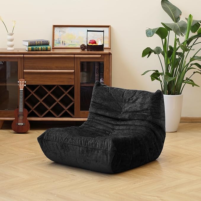 N&V Fireside Chair, Mid Century Armless Floor Sofa, Soft Premium Chenille Floor by NV