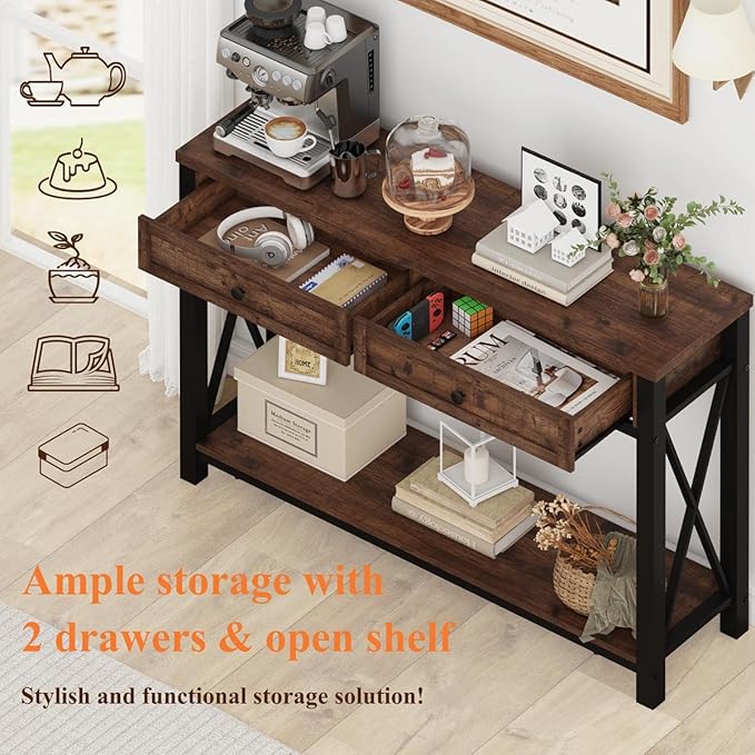 BON AUGURE Console Table with 2 Drawers, Entryway Tables with Storage, Sofa - Image 3