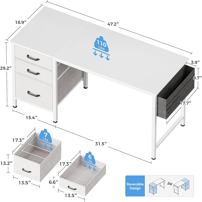 Casaottima 40" Small Computer Home Office Desk - Image 3