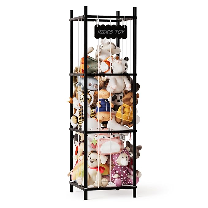 SpaceAid Stuffed Animal Storage Organizer, Wood Animals Zoo Toy Plushies by SpaceAid