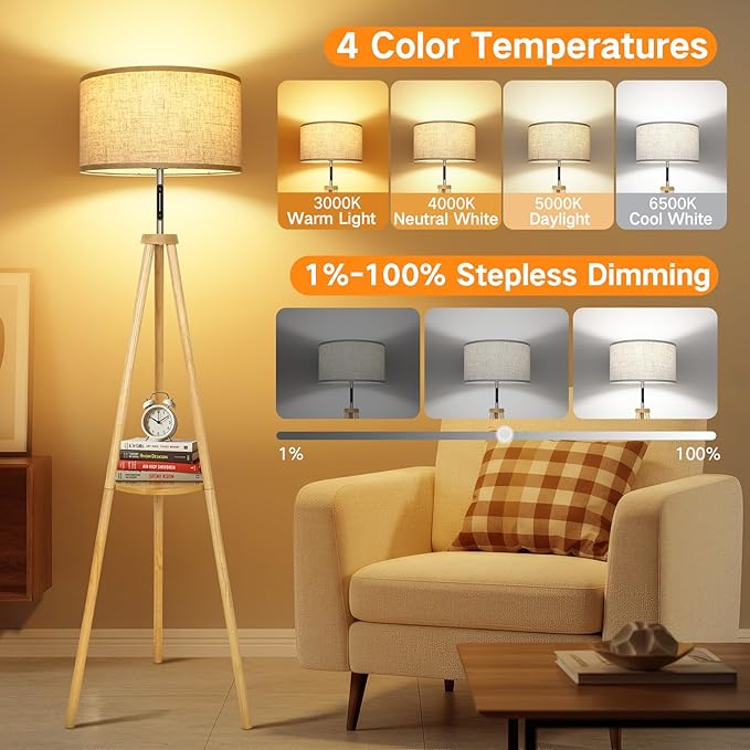 OUTON Wood Tripod Floor Lamp - Image 2