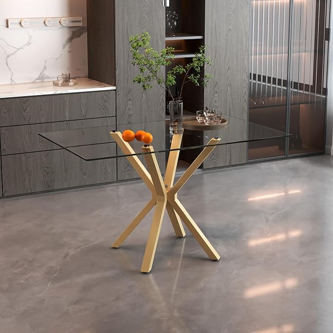 Tempered Glass Dining Table for 4, 48 Inch Rectangular Kitchen Table - Image 4