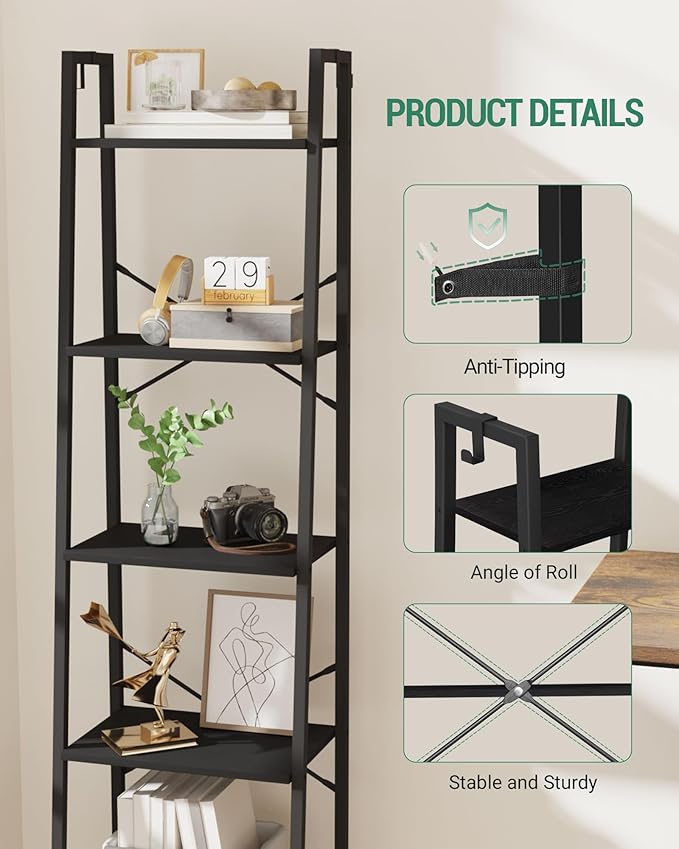 Ladder Shelf, Bookshelf Bookcase, Freestanding Corner Storage Shelve - Image 3