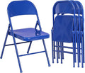VECELO Metal Folding Chairs 4 Pack, Double Hinged Steel Frame Easy by VECELO