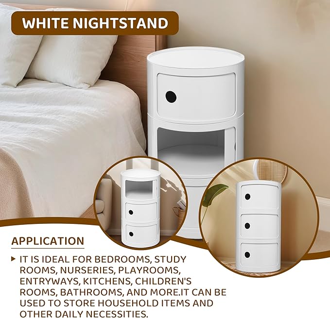 3 Tier Round with Storage, Modern Style Side Table - Image 3