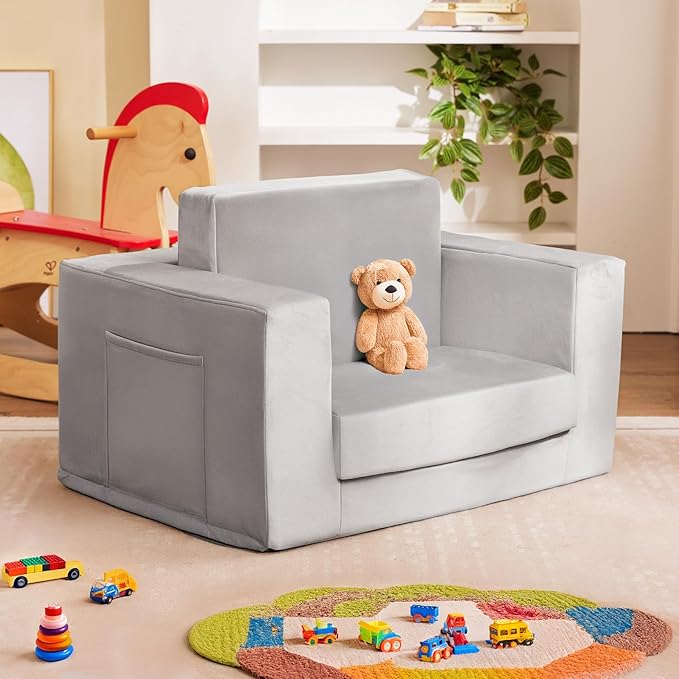 Kids Couch, 2-in-1 Toddler Chair Comfy 1-3 Years Old, Convertible Kids Chair - Image 2