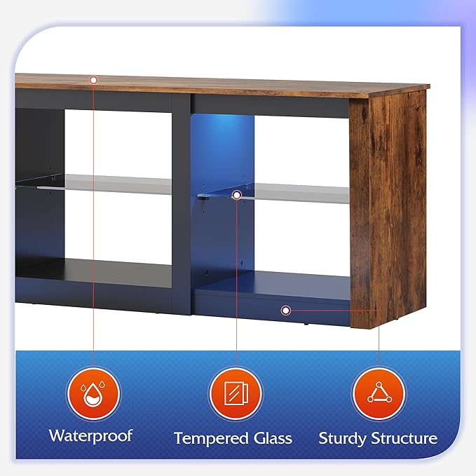 WLIVE LED TV Stand for 65 Inch TV, Modern Entertainment Center - Image 6
