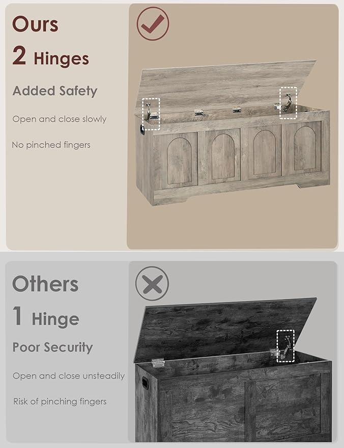 DINZI LVJ Storage Chest, 47.2”Wooden Storage Box - Image 4