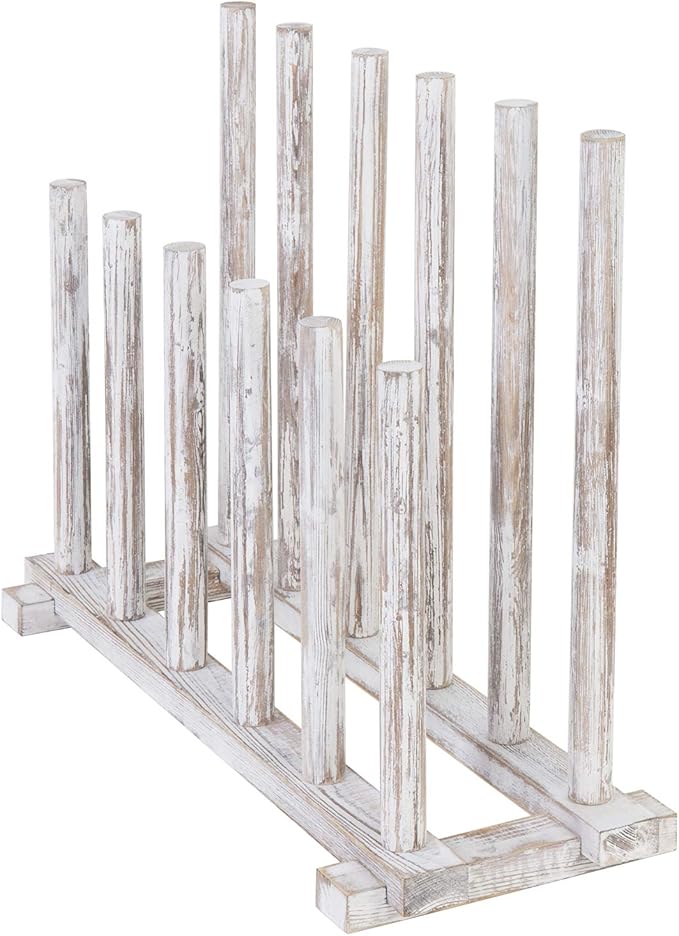 MyGift Shabby Whitewashed Wood Boot Rack Organizer Tall Boots Inverter Holder - Image 7