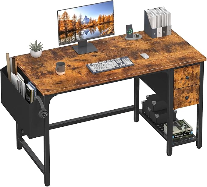 Lufeiya Computer Desk with Fabric Drawers, 47 Inch Desk by LUFEIYA