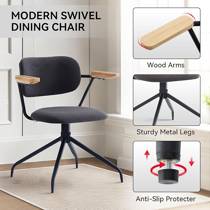 Modern Swivel Dining Chairs Set of 2 - Image 3