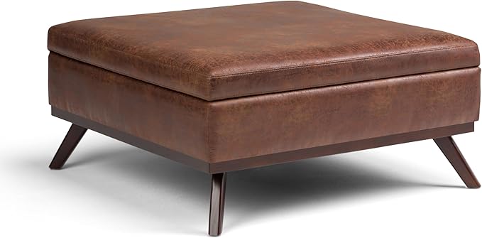 SIMPLIHOME Owen 36 inch Wide Mid Century Modern Square Coffee Table Storage by SimpliHome