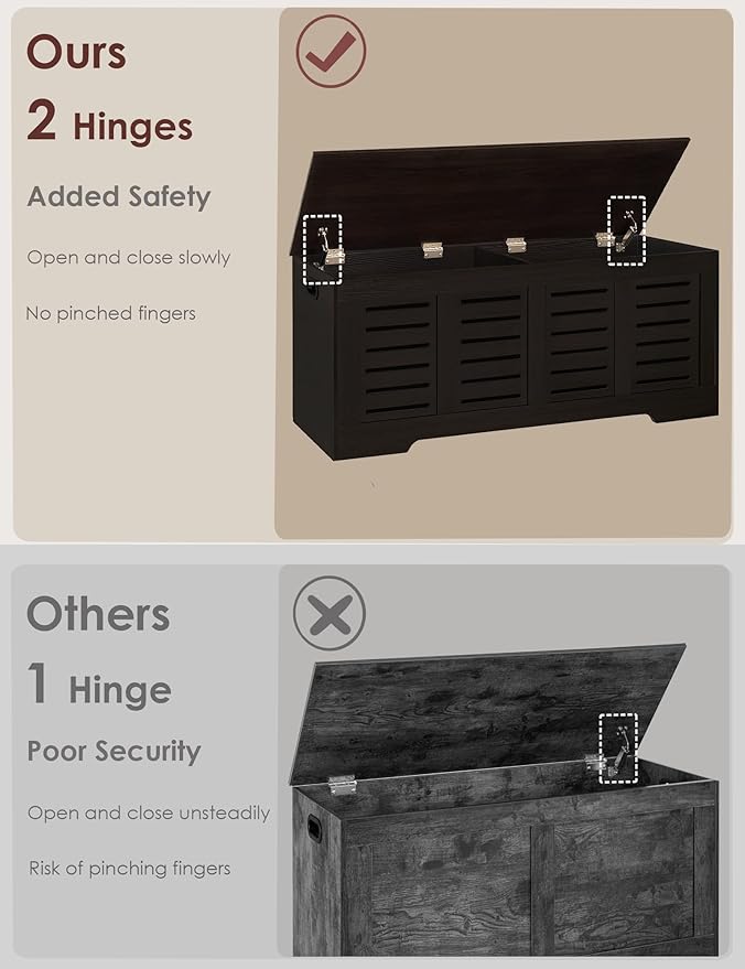 DINZI LVJ Storage Chest, 47.3” Wooden Toy Box - Image 3