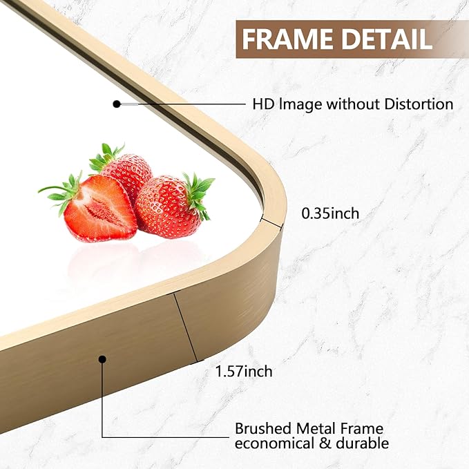 Gold Mirror, 22x30 Inch Framed Rectangle Mirror - Image 4