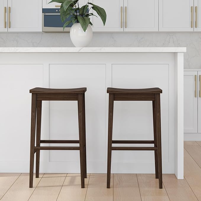 Plank+Beam Smythe Bar Stool, Sturdy Wood Modern Kitchen Counter Height Stool - Image 8