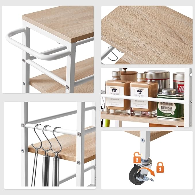 IBUYKE 7.8" Slim Rolling Cart, 4 Tier Metal Kitchen Laundry Storage Cart - Image 7