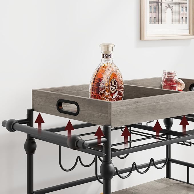 GarveeHome Bar Cart, Bar Carts for The Home, 3 Tier Serving Cart - Image 4