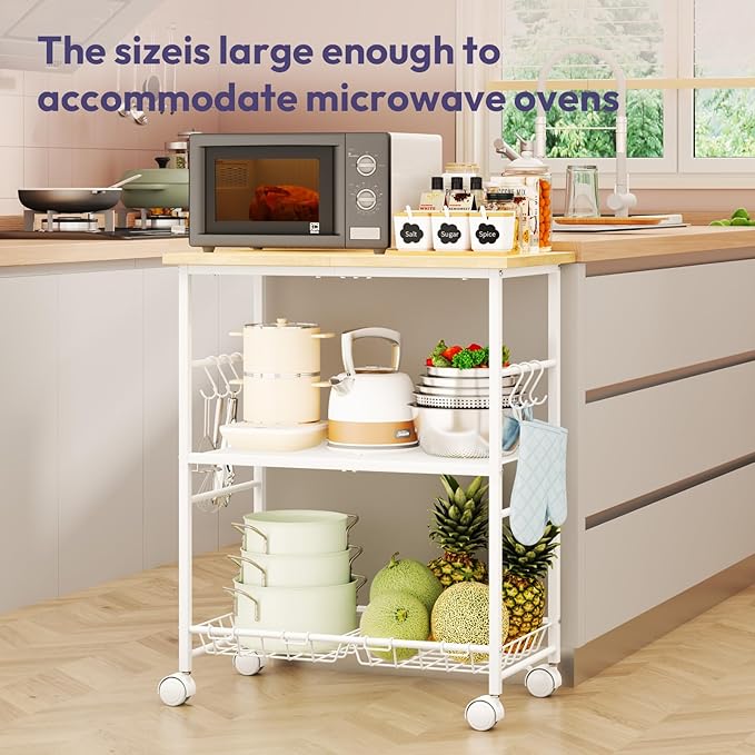SWTYMIKI Rolling Kitchen Microwave Cart - Image 3
