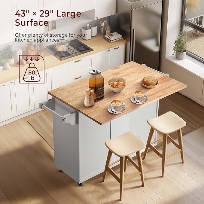 54" Rolling Kitchen Island Cart - Image 2
