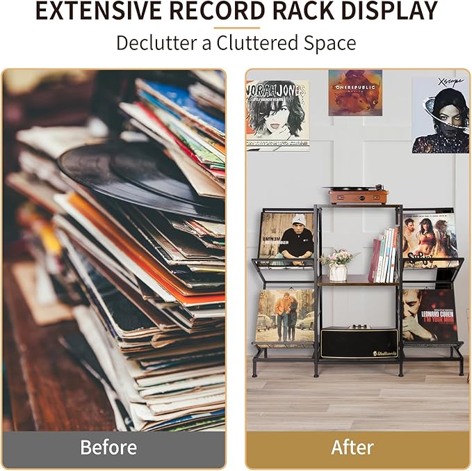 Record Player Stand with Vinyl Record Storage, Turntable Stand with 4-Tier - Image 8