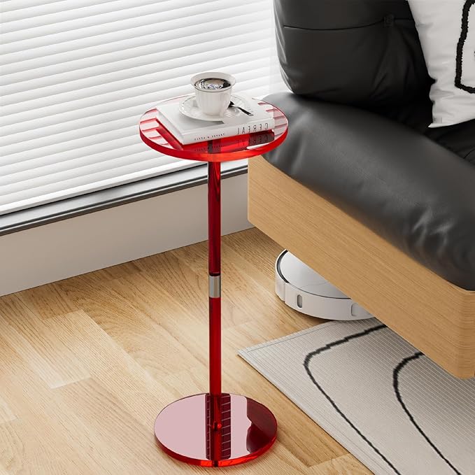 Acrylic Side Table for Small Spaces, Round End Table for Living Room, Easy - Image 6