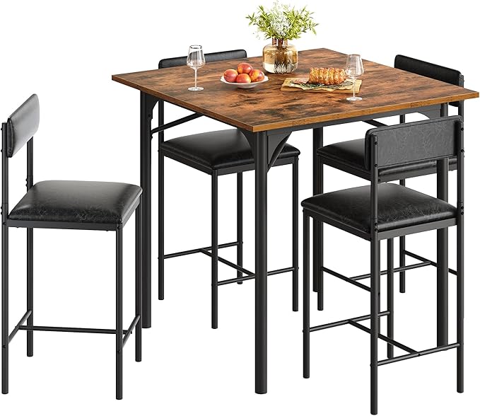 DWVO 5-Piece Dining Room Table Set Bar Table and Chairs Set Counter Height by DWVO