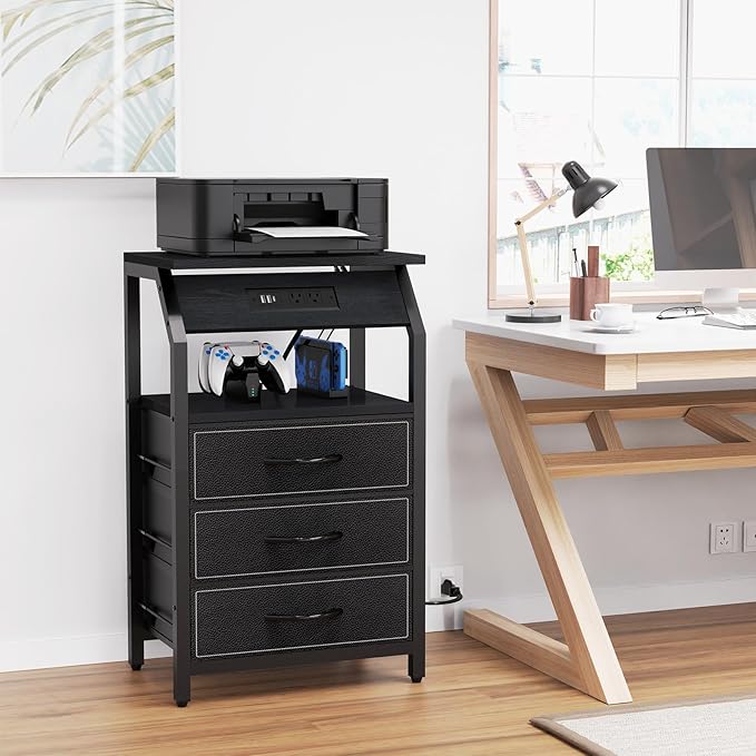 End Table with 3 Drawers, Nightstand with Charging Station and LED Lights - Image 8