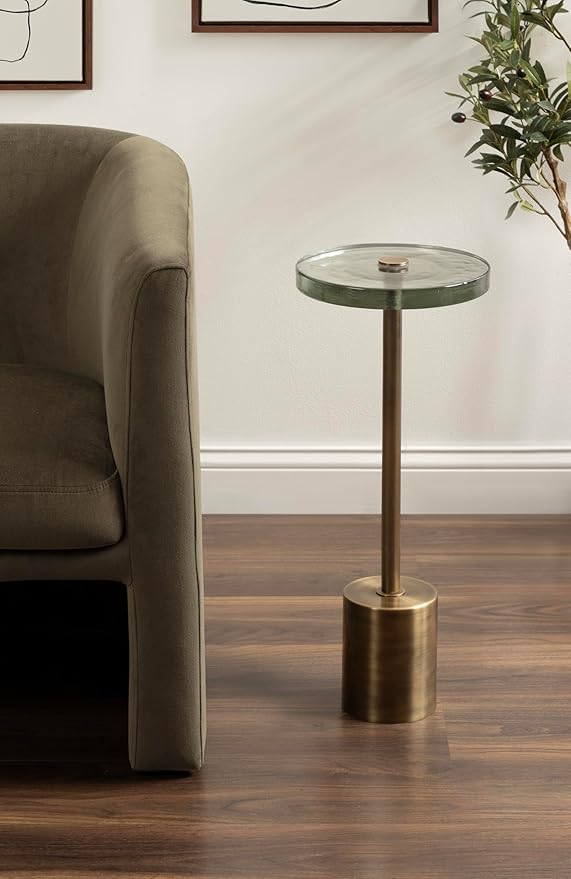Kate and Laurel Xyler Modern Round Metal and Glass Drink Table, Transitional - Image 2