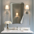 ANDY STAR Brushed Nickel Mirror, 24x36 Inch Scalloped Mirror, Unique Bathroom by ANDYSTAR