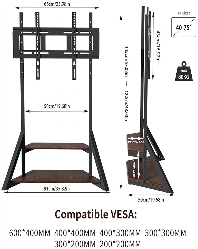 unho Floor TV Stand with Mount, - Image 2