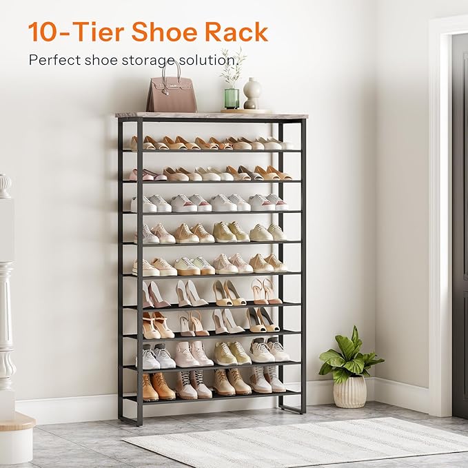 HOOBRO 10-Tier Shoe Rack, 39.4" L Shoe Storage Organizer, Large Capacity Shoe - Image 3