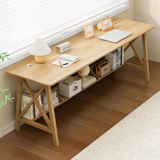 Extra Long Desk with Bookshelf by NELYE