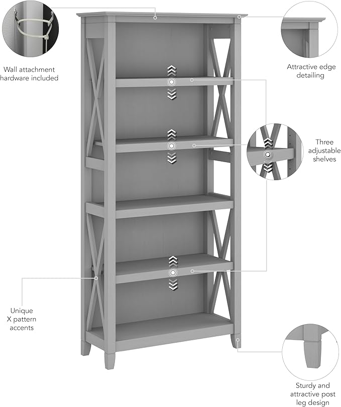 Bush Furniture Tall 5 Shelf Bookcase - Image 7