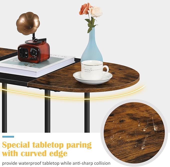 OYEAL Small Round Coffee Table for Living Room Farmhouse Oval Center Table - Image 3
