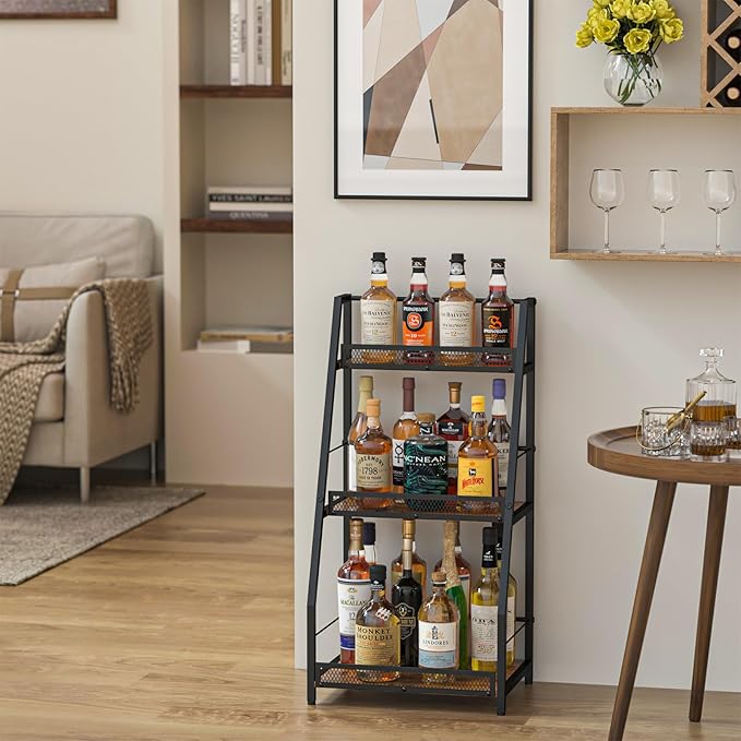 3-Tier Trapezoid Liquor Stand for Home Bar, Stepped Wine Rack Freestanding - Image 4
