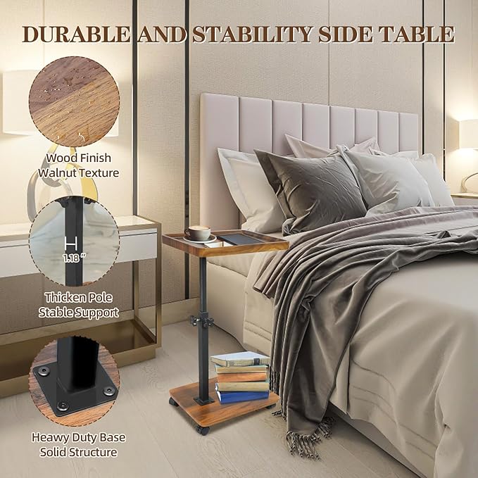 C Table Side Table End Table Adjustable Height，C Shaped End - Image 6