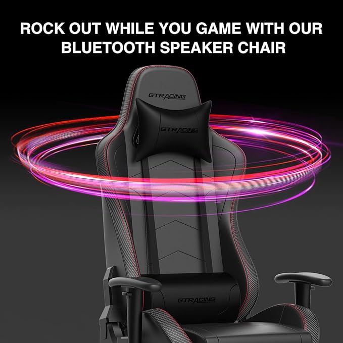 GTRACING Gaming Chair with Footrest Speakers Video Game Chair Bluetooth Music - Image 10