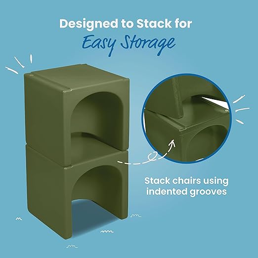 ECR4Kids Tri-Me Table and Cube Chair Set, Hunter Green - Image 6