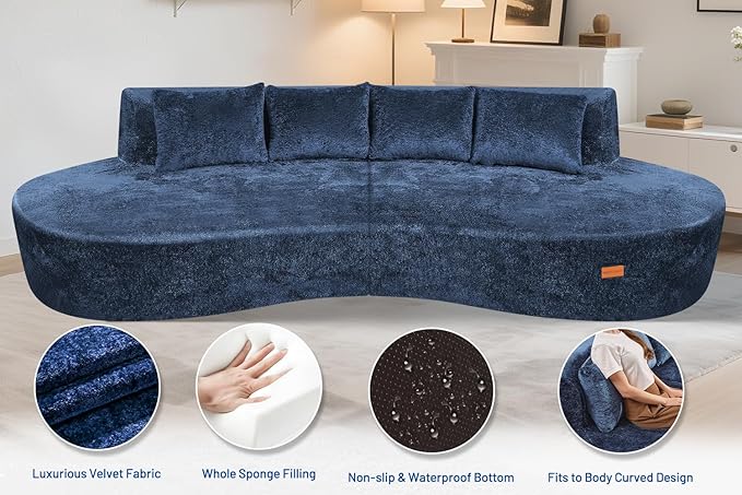 Homguava 104'' Modular Sectional Sofa, Curved Modern Sofa - Image 4