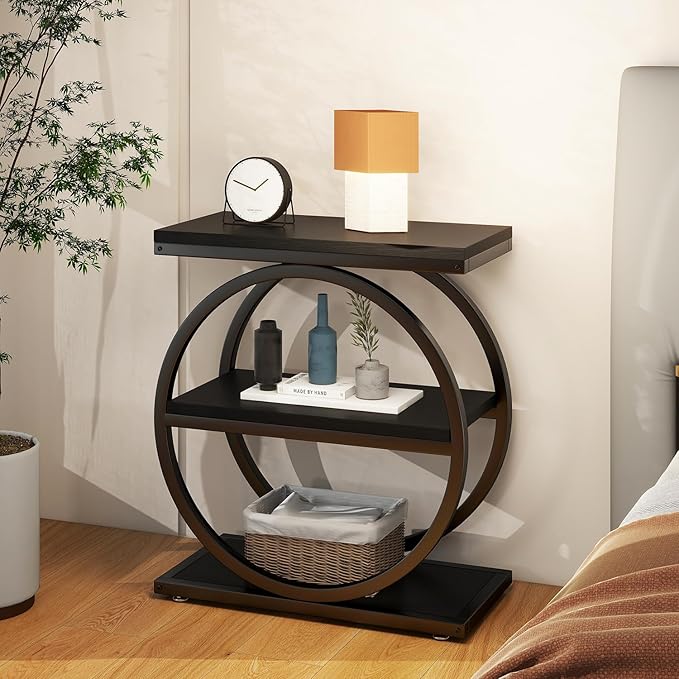 IBUYKE Narrow End Table with 3 Storage Shelves, Industrial Sofa Side Table - Image 2