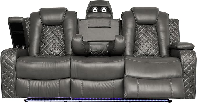 Ball & Cast Power Recliner Sofa Set Leather Reclining Sofa Set Living Room - Image 10