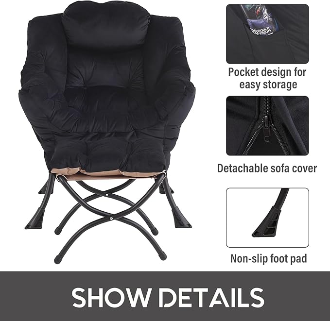 LITA Lazy Chair with Ottoman, Modern Accent Leisure Upholstered Sofa, - Image 6