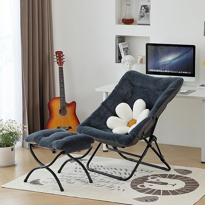 Comfy Folded Chair, Soft Faux Fur Oversized Folding Chair, Flexible Lounge Lazy - Image 2