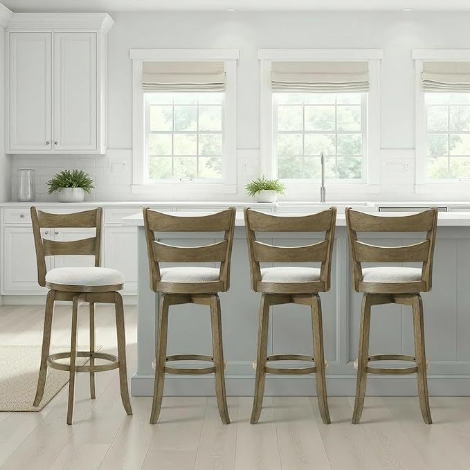 Armen Living Blair 26 in. Putty Brown Counter Height Rubberwood Swivel Barstool by ArmenLiving