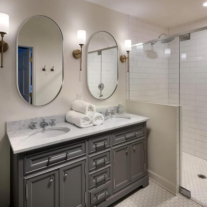 ANDY STAR Chrome Bathroom Mirror 24x36, Chrome Mirror Oval, Polished Silver - Image 9