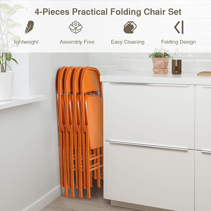 VECELO Metal Frame Steel Folding Mounted Chairs - Image 6